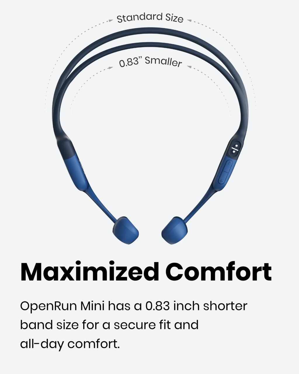 Shokz OpenRun Mini Bone Conduction Waterproof Bluetooth Headphones for Sports with Cooling Wristband (Blue, Mini)