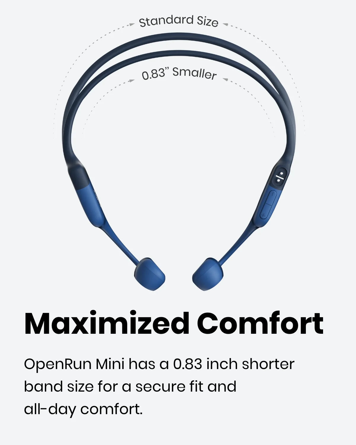 Shokz OpenRun Mini Bone Conduction Waterproof Bluetooth Headphones for Sports with Cooling Wristband (Blue, Mini)