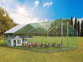 Oarlike Large Metal Chicken Coop with Cover - Heavy Duty Galvanized Steel Walk-in Poultry Run for 20 Chickens, Ducks & Rabbits