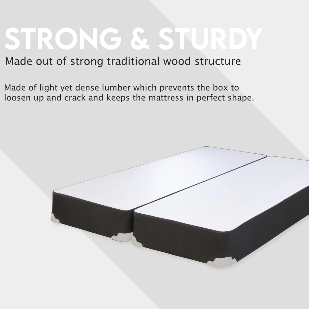 Continental Sleep, 8" Split wood Box Spring/Foundation for Mattress, Queen