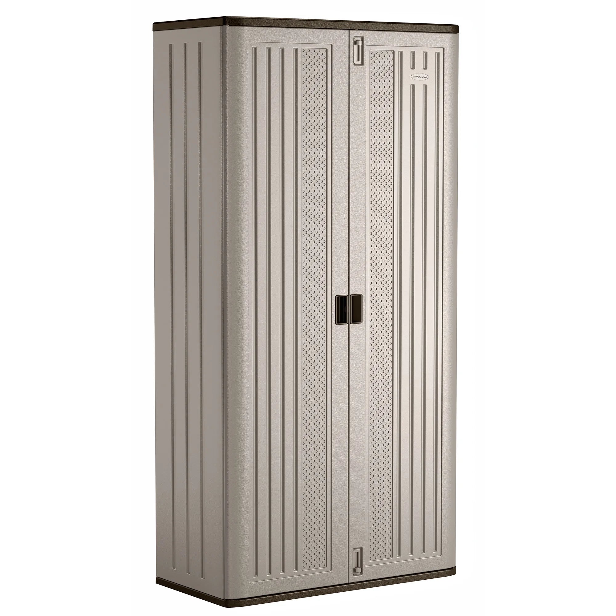 Suncast 80" Tall Resin Storage Cabinet Locker for Garage, Home, Shed, Platinum Metallic, BMC8000